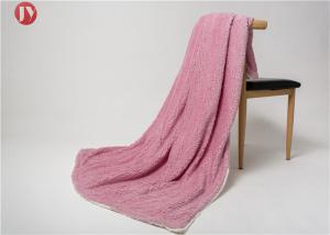 Reversible Fleece Sherpa Twin Polyester Fleece Blanket With White Berber Reverse Pink 60X80