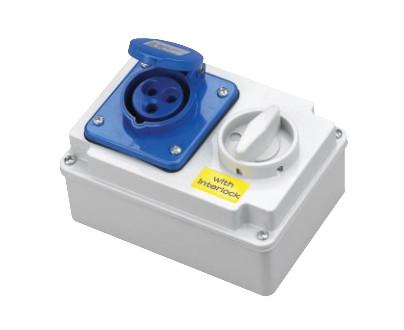 Cheap CEE IEC Right Angle Switched Interlock Socket 3 Pin 220V 16A Interlocked Socket for sale