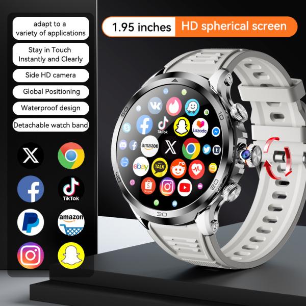 Cheap H19 Sim Card Smart Watch 4G Android / Rotating Camera Smart Watch 1.95 Inch AMOLED 1990mAh for sale