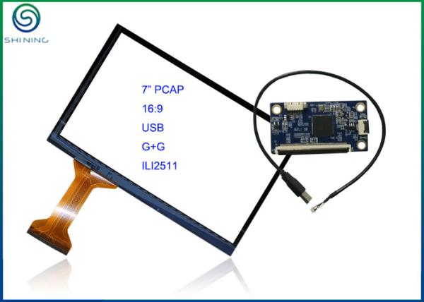 Cheap 7 Inch 16:9 Projected Capacitive Touch Screen Display With ILI2511 Controller for sale
