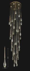 China 46 long pole water droplets crystal staircase light luxury long chandelier Simple Nordic long chandelier villa living room hollow rotating creative double net red restaurant chandelier on sale
