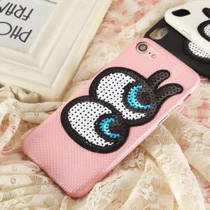Best Soft Plaid PU Lovely Big Eyes Cell Phone Case Back Cover for iphone 7 7 plus 6s 6 plus wholesale