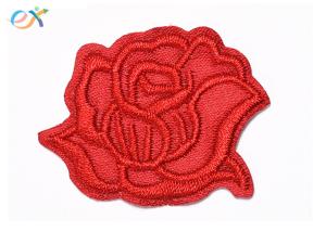 Best Custom Size Twill Background Flower Assorted Embroidered Patches In Red Color wholesale