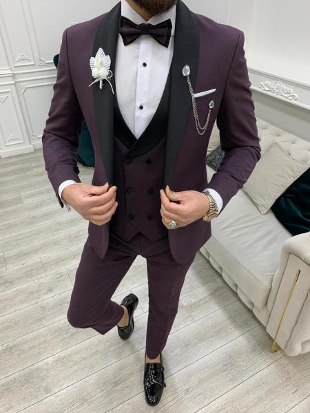 Cheap Wedding Red Mens Tuxedo 65% Polyester 32% Viscose 3% Lycra for sale