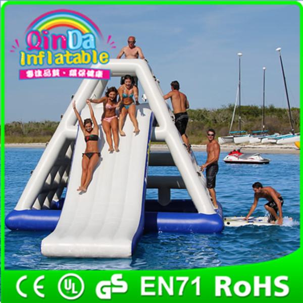 Cheap QinDa Inflatable water game inflatable floating water slide inflatable pool water slide for sale