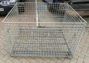 China Industrail Wire Mesh Pallet Cages , Warehouse Folding Wire Mesh Storage Boxes on sale