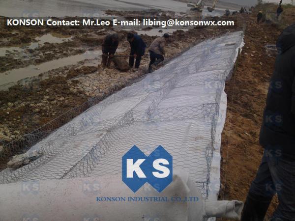 Cheap Hot-Dip Galvanized Gabion Box 2x1x1M Of Twited Hexagonal Wire Mesh , PVC Coated for sale