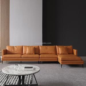 China L shape genuine leather sectional sofa top leather modern style living room sofa set on sale