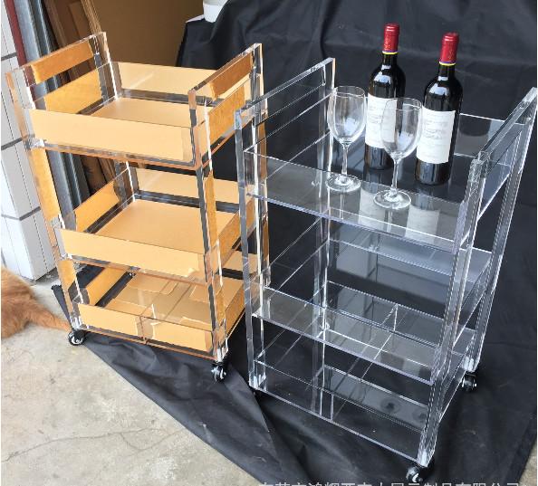 Cheap Custom Acrylic Display Fixtures 3 Layers For Storage With Wheels Easy To Move for sale