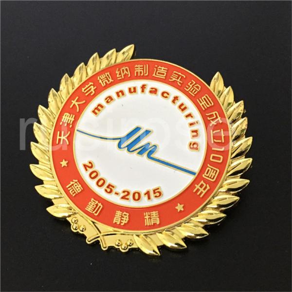 Cheap Personalized 3D three-dimensional wheat ear side metal badge custom, three-dimensional wheat ear side celebration badge for sale