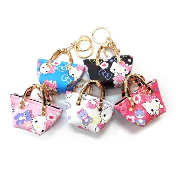 Cheap Debossed Logo PU Leather Coin Holder Mini Handbag Keychain For Ornaments for sale