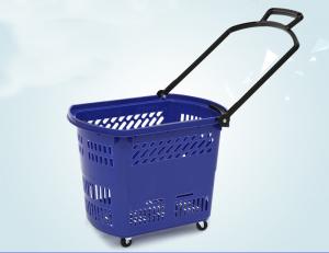 Best Durable Rolling Plastic Shopping Basket With Wheels OEM / ODM Available wholesale