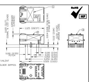 China L8BJ-1K1T-KDE Compatible LINKPP 2.5G Base-T Low Profile RJ45 Connector 1X1 Port Tab Down With Led on sale