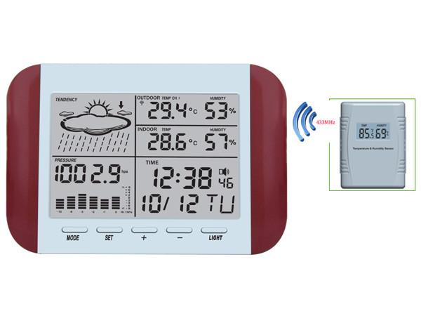 Cheap 433MHz RF RCC Wireless Weather Station with Digital Alarm Clock Barometer Indoor Outdoor Temperature Humidity MS6145D for sale