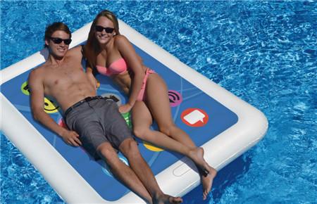 Cheap Swimline Smart Tablet Double Float Inflatable Swimming Pool Toy Raft Water Fun for sale