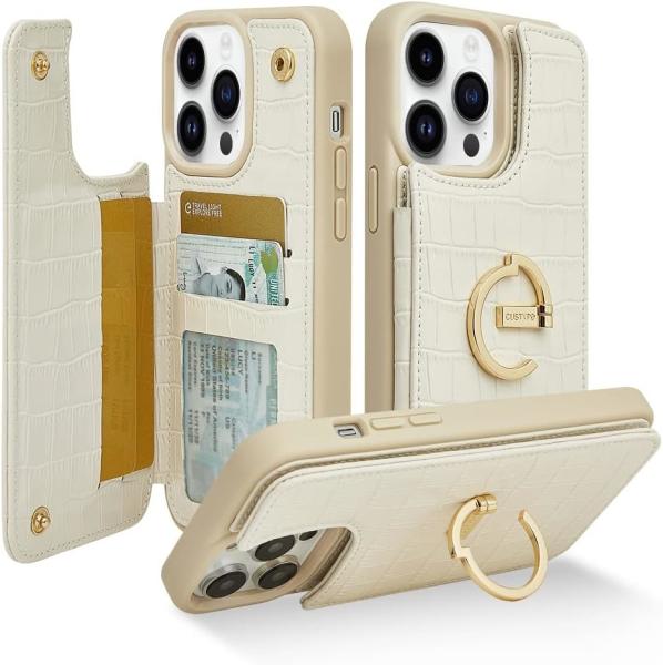 Cheap iPhone 13Pro Max 6.7 "-, wallet case with card holder, leather protective case with ring holder, for sale