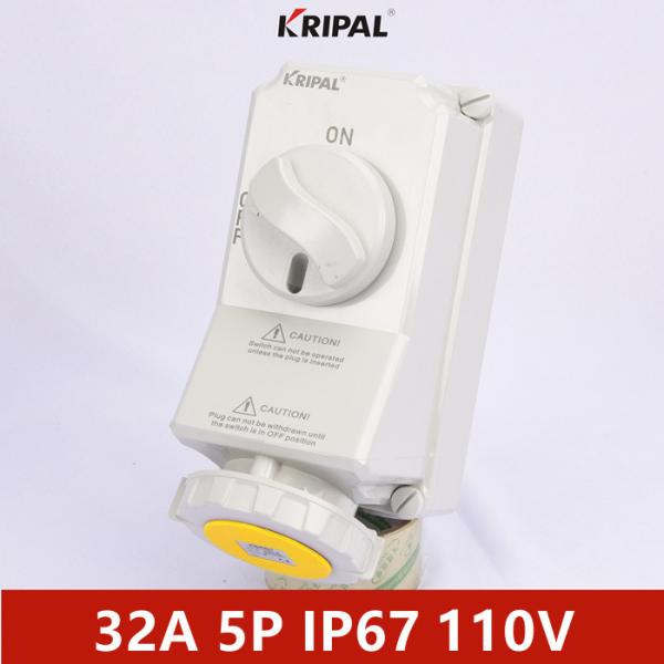 Cheap 63A 3P IP67 Socket With Switches And Mechanical Interlock IEC standard for sale