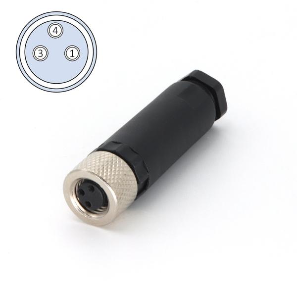 Cheap IEC 61076-2-104 M8 Female Connectors Field Wireable Assembled 3 Pin A Code for sale