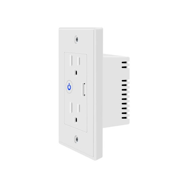 Cheap Us Abs Fireproof Material Valley No Hub Required Tuya Wifi Smart Usb Wall Socket Compatible With Google&Alexa for sale