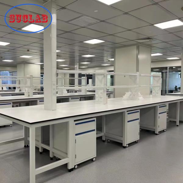 Cheap Anti Corrosion Chemistry Lab Workbench Island With Cold Rolled Steel Frame for sale