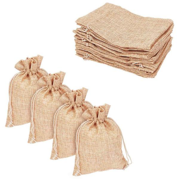 Cheap Customized Printed Jute Bags Storage Linen Drawstring Hessian Sacks for sale