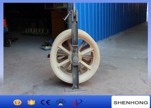 China Nylon Large Diameter Rope Pulley Stringing Block / Cable Pulling Pulley Steel Frame on sale