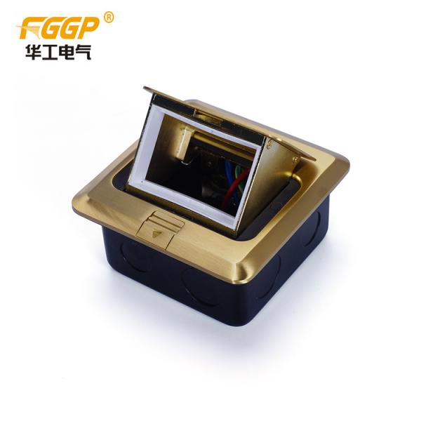 Cheap Floor Mount Pop Up Power Socket Box Brushed Brass Finish Empty 3 Module for sale