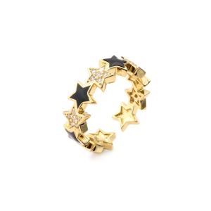 Open 14k Gold Star Ring Adjustable CZ Cubic Zircon Custom