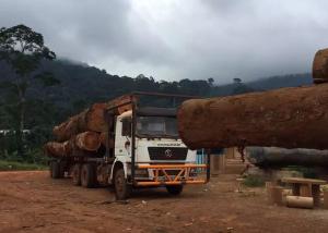Off Road Heavy Log Loader Truck , Loading Logging Trucks With Tri Angle Log Pillar
