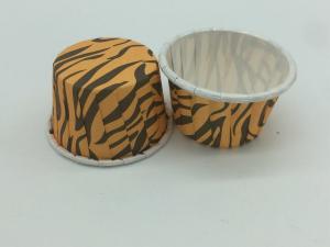 Best High Temp PET Baking Cups , Food Grade Zebra Print Cupcake Liners Curry Color wholesale