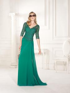 China Sleeves Aline floor Length Green Prom gown evening dress#1410775930-0 on sale