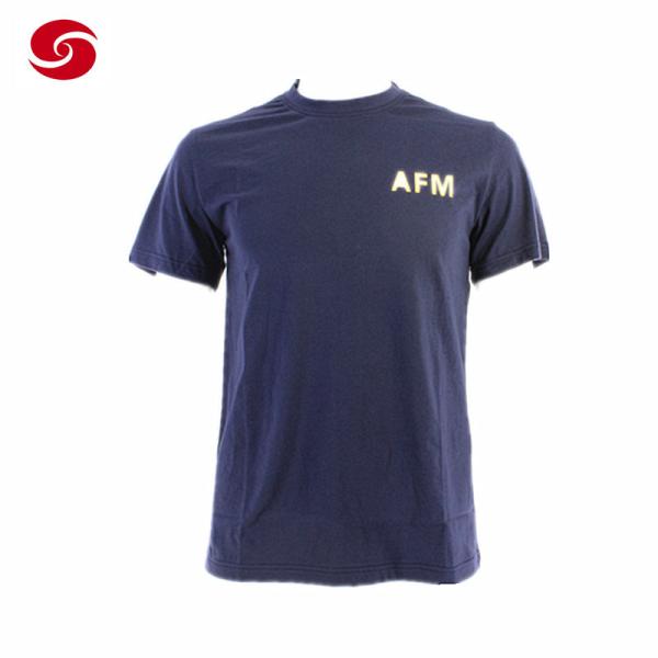 Cheap AFM Military Blue O-Neck Training T Shirt For Man for sale