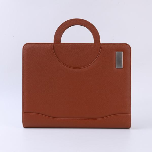 Cheap Waterproof A4 Leather Portfolio Case , Handheld Leather File Folder With Zipper for sale