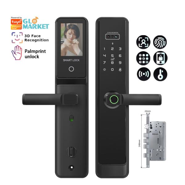 Cheap Glomarket Tuya Wifi Smart Lock Aluminum Wooden Door Face Recognition Palmprint Biometric Fingerprint Digital Smart Lock for sale