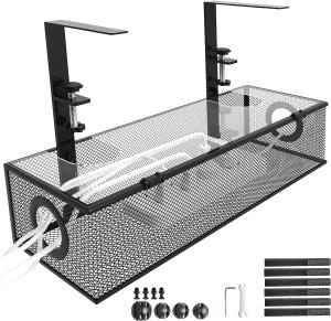 Single Tier No Drill Under Desk Cable Management Tray with Wire Tray Cord Organizer