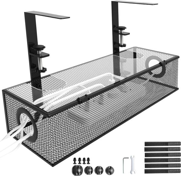 Cheap Single Tier No Drill Under Desk Cable Management Tray with Wire Tray Cord Organizer for sale