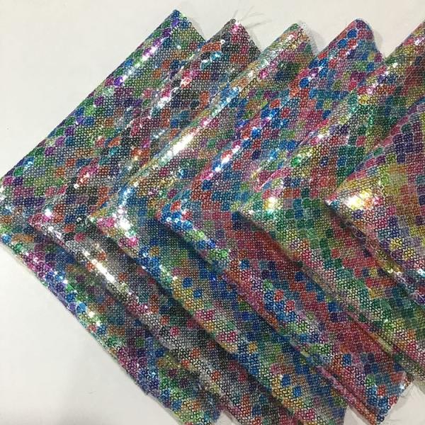 Cheap Soft Knitted Glitter Sequin Fabric , Multi Color Sequin Fabric Spangle Printed for sale
