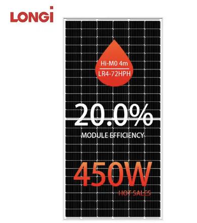 Cheap Longi 166mm Miniature Solar Panels Wholesale Half Cell 450w Mono Facial LR4-72HPH-450M for sale