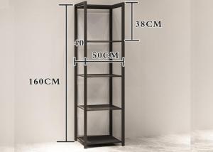 China Clothing Shop Metal Clothes Display Stand With 4 Layer Shelves Floor Mounted Custom Logo on sale