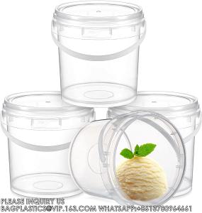 China 2L Ice Cream Bucket Reusable Ice Cream Freezer Storage Containers With Lids Transparent Tub For Homemade on sale