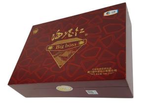 Rigid Thick Cardboard Material Red Color Hinged Box Structure Customized Size OEM Design Tea Box Packaging