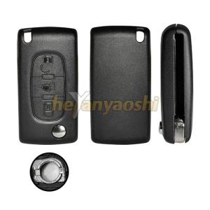 PSA 3 Buttons Flip Key Shell , Middle Light Folding Remote Key Case Broken Proof Replacement