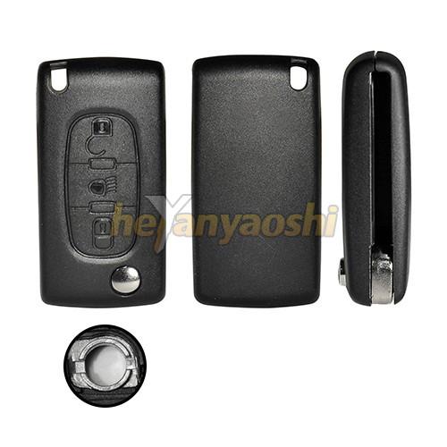 Cheap PSA 3 Buttons Flip Key Shell , Middle Light Folding Remote Key Case Broken Proof Replacement for sale