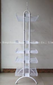 Custom potato chip metal display rack with four Wire basket White