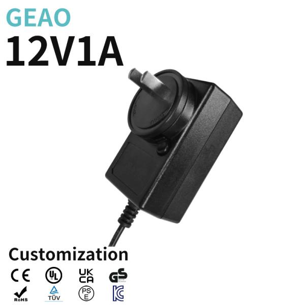 Cheap 12V 1A Interchangeable Power Adapter ABS+PC Swappable Multi Function Adapter for sale
