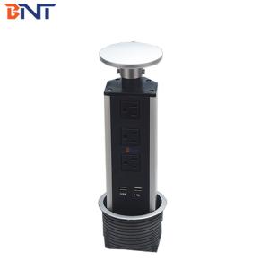 Pneumatic pop up power data hidden desktop socket for kitchen