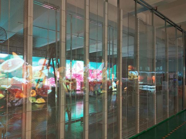 Cheap 80% Transparency Led Mesh Screen , Transparent Led Curtain Display For Chain Stores for sale