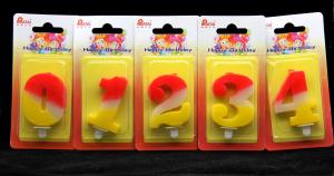 Contrast Color 100% Handmade Number Candle with Red and Yellow Coloring