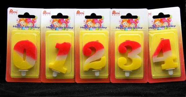 Cheap Contrast Color 100% Handmade Number Candle with Red and Yellow Coloring for sale