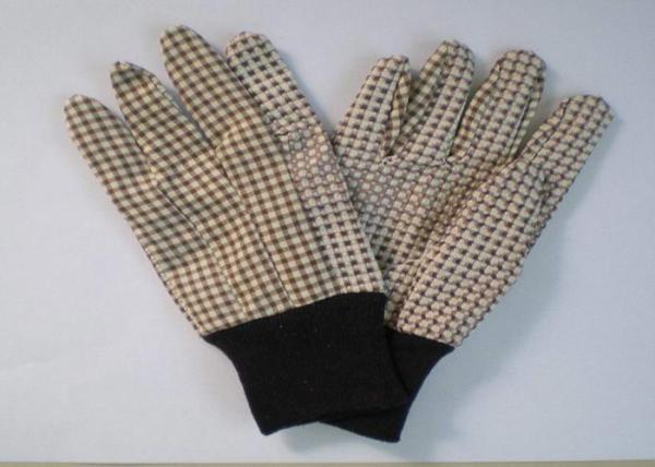 Cheap Grey Knit Wrist Working Hands Gloves Pattern Printed Cotton Drill Material for sale